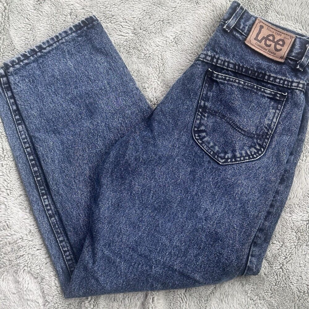 Vintage Lee Jeans 30x30 Made USA Dark Acid Wash High-Rise Straight Leg 100% Cott
